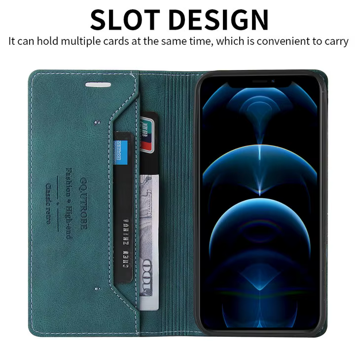 Funda cartera de cuero con protección RFID