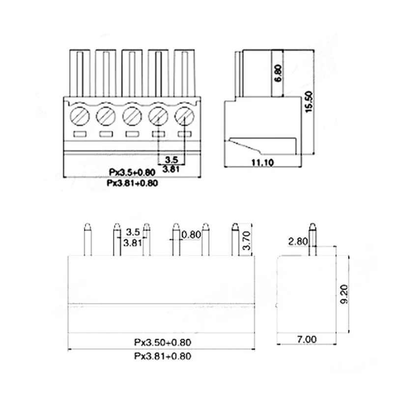 Bloques de terminales PCB verdes KF15EDG