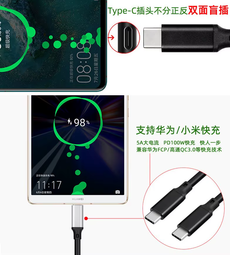 Detalle del diseño y acabado del cable USB-C