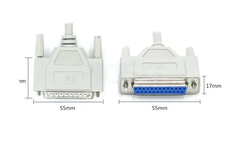 Cable DB25 macho a hembra en uso