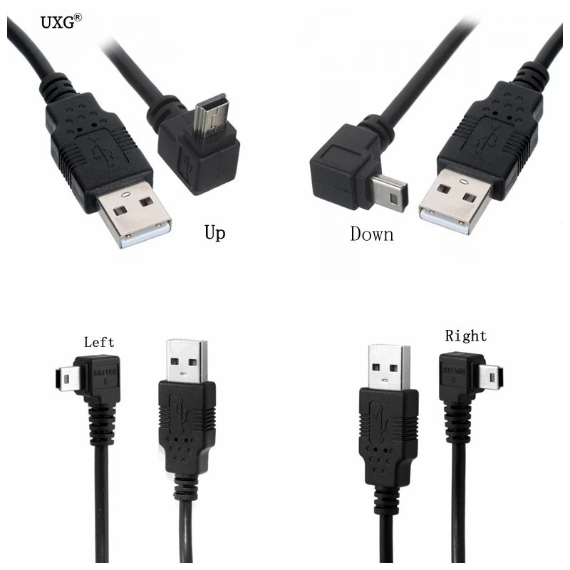 Cable USB A Mini B angular – Carga y sincronización - imagen 3