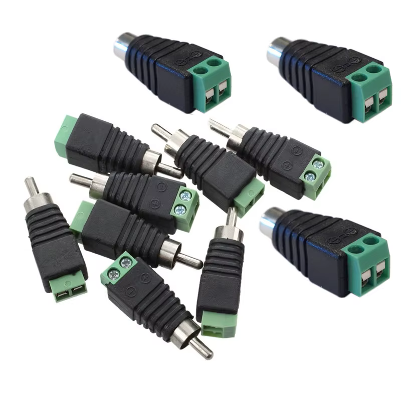 Bloque de terminales RCA verde para conexión CCTV