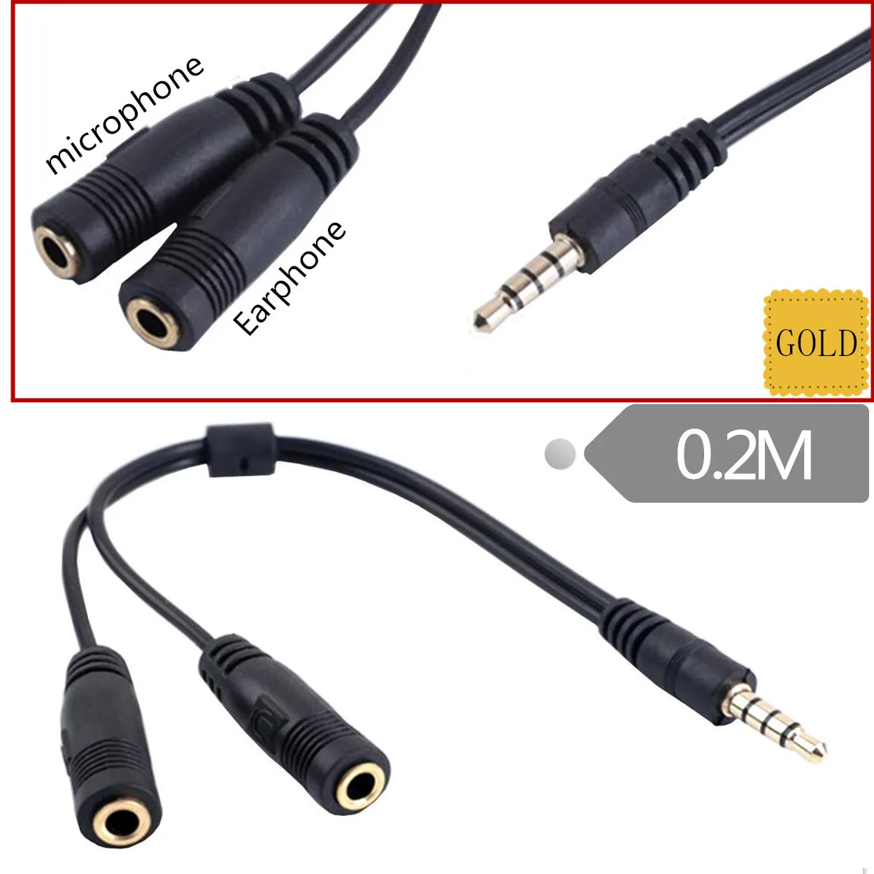 Adaptador divisor de audio conectado a varios auriculares