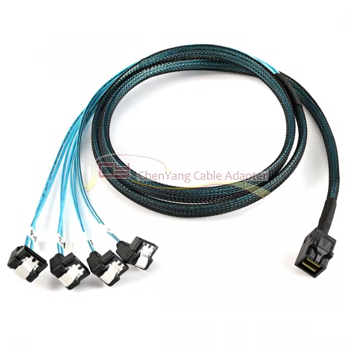Cable Mini SAS SFF-8643 a 4 SATA vista frontal