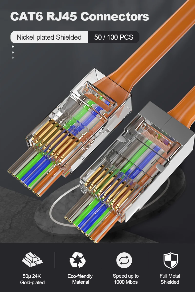 Conectores RJ45 blindados paso a través