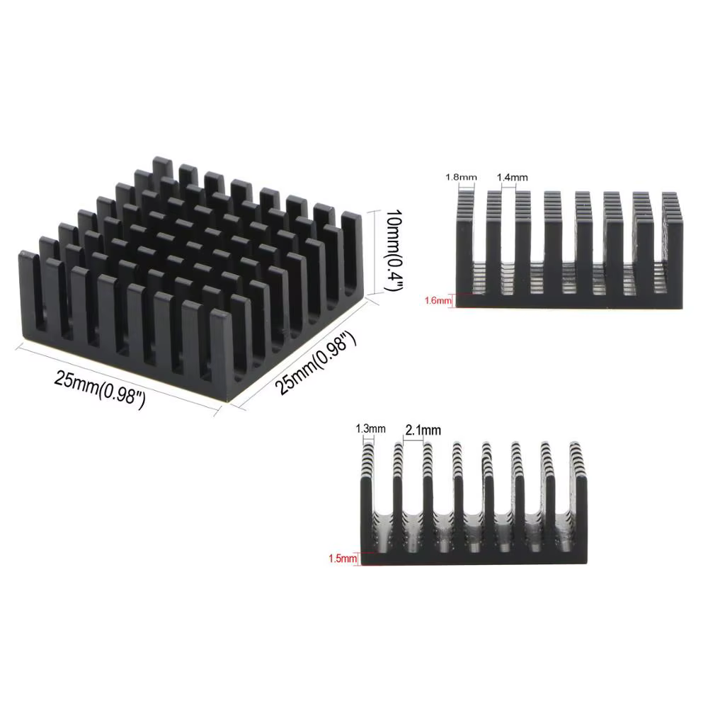 YOUNUON Disipador Aluminio para CPU GPU VGA RAM con Cinta 3M Negro