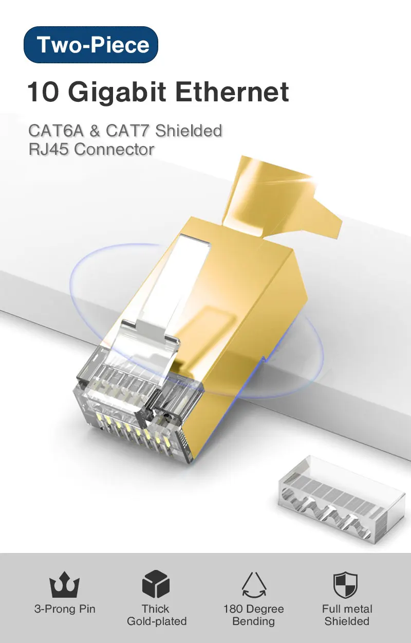 Conector RJ45 blindado vista frontal