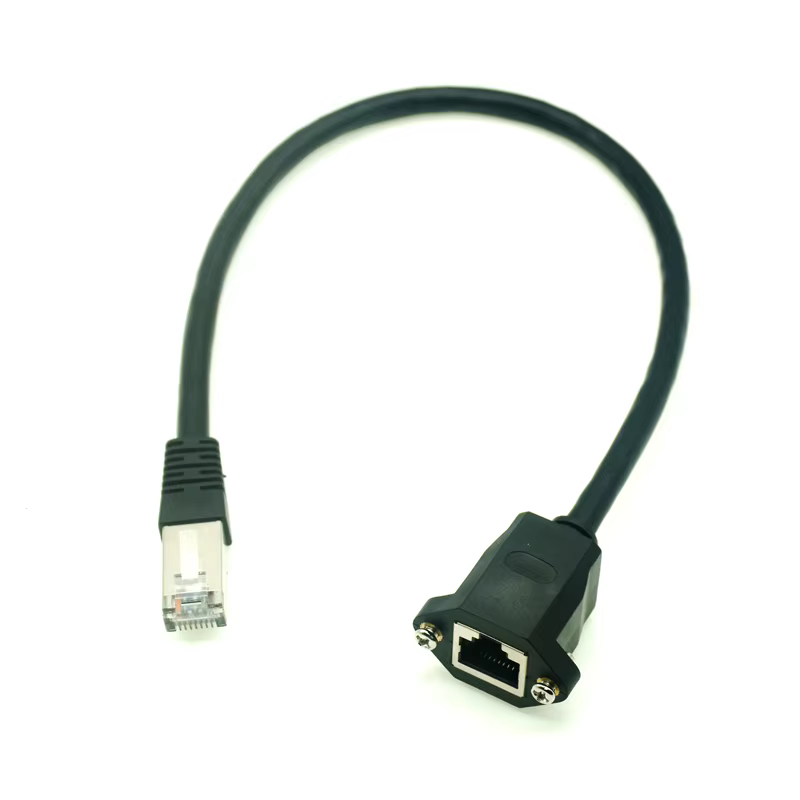 Vista frontal del conector macho y hembra
