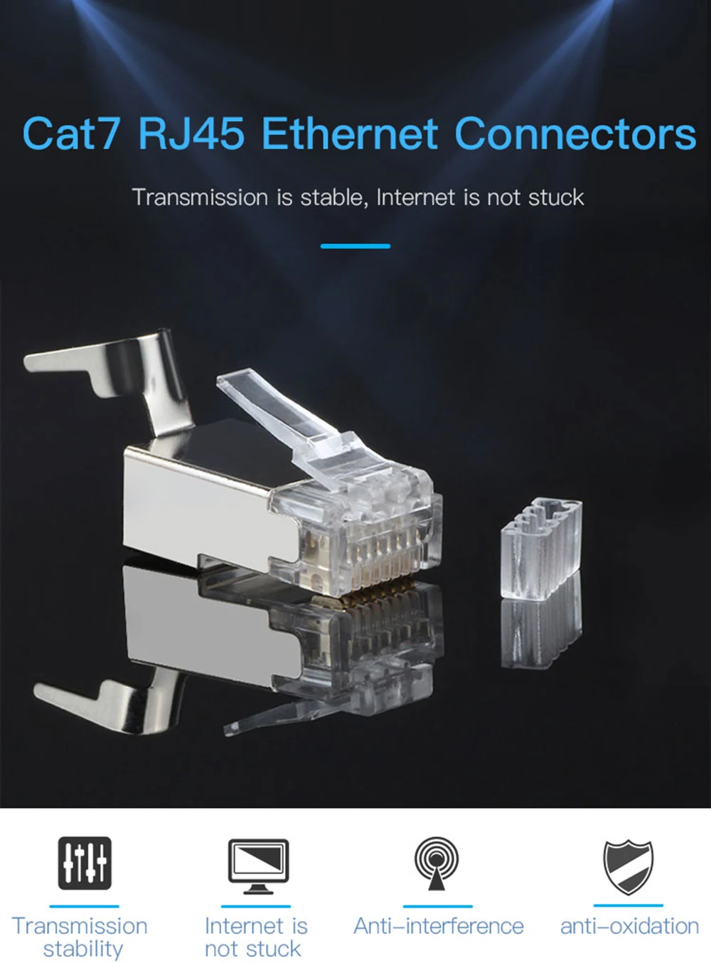 Conector RJ45 blindado ONTi visto de frente