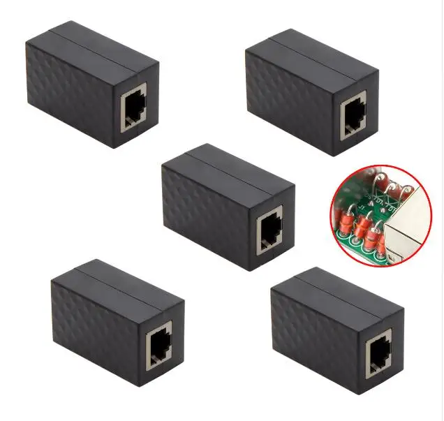 Protector sobretensiones RJ45 hembra-hembra CAT6 UTP STP oro