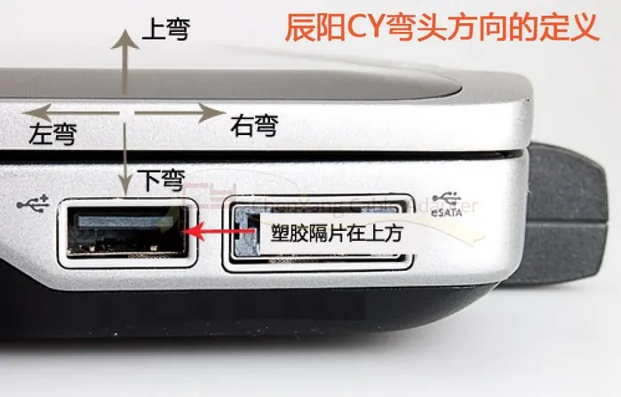 Vista frontal del conector USB 3.0 tipo A macho a 90°
