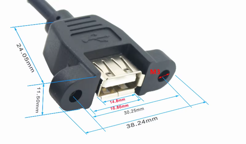 Cable de extensión USB hembra para panel trasero