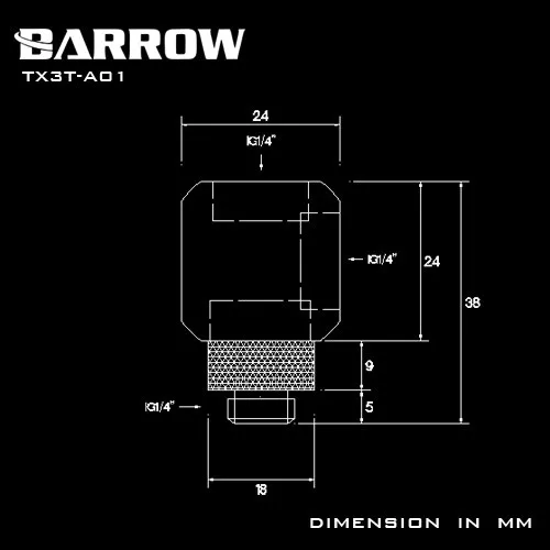 Adaptador Barrow TX3T-A01 - vista frontal