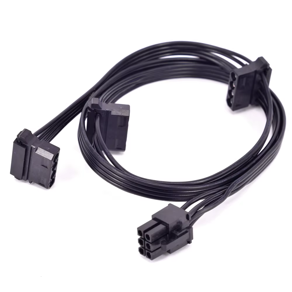 Cable PCIe 6 pines a 3 IDE - vista frontal