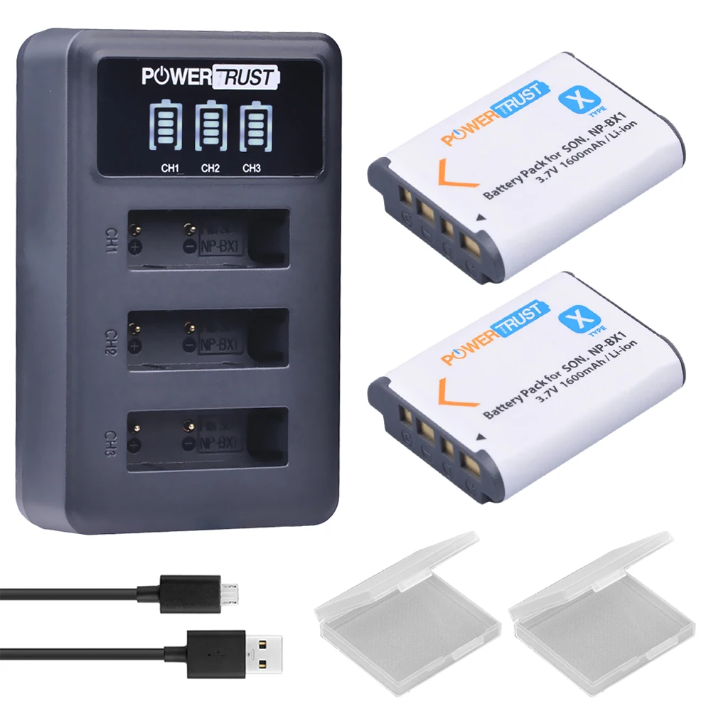 PowerTrust Batería NP-BX1 + Cargador USB LED para Sony Cámaras