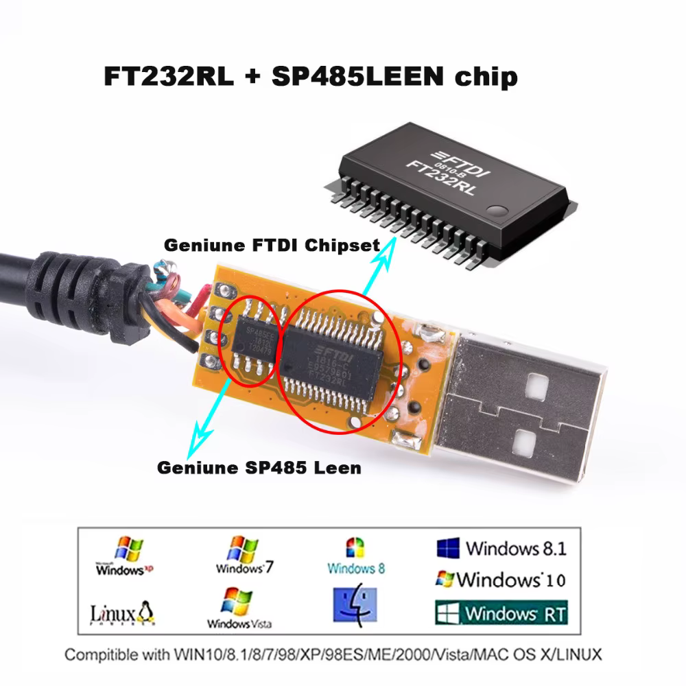 Cabo RS485 FTDI en uso