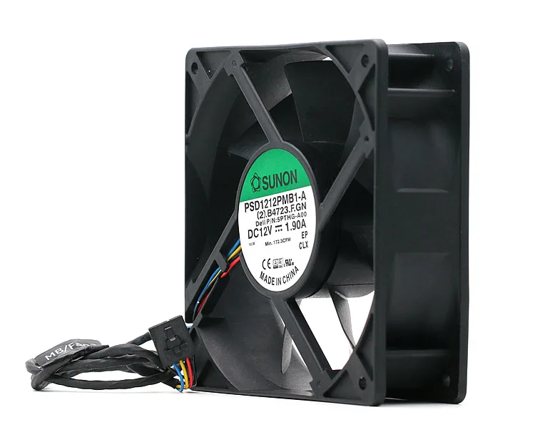 Ventilador Sunon lateral resaltando el grosor y el sistema de montaje