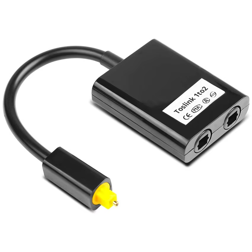 Divisor de fibra óptica Toslink 1 en 2 con conectores