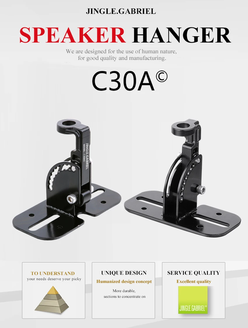 Soporte C30A visto desde frontal con altavoz montado