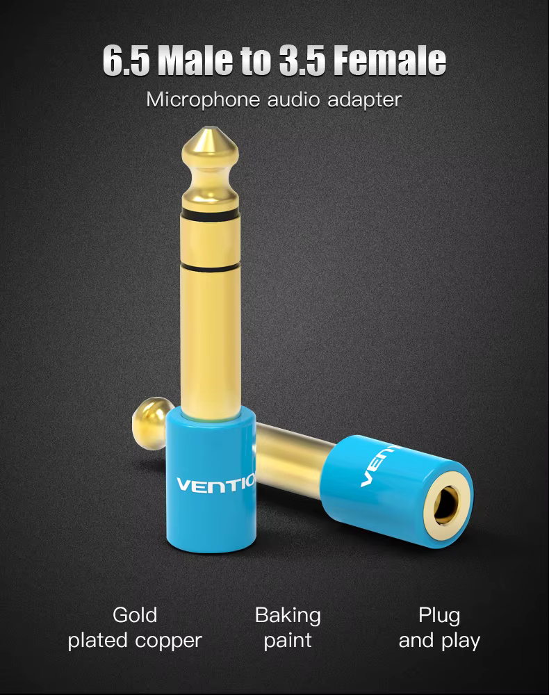 Conector de audio dorado