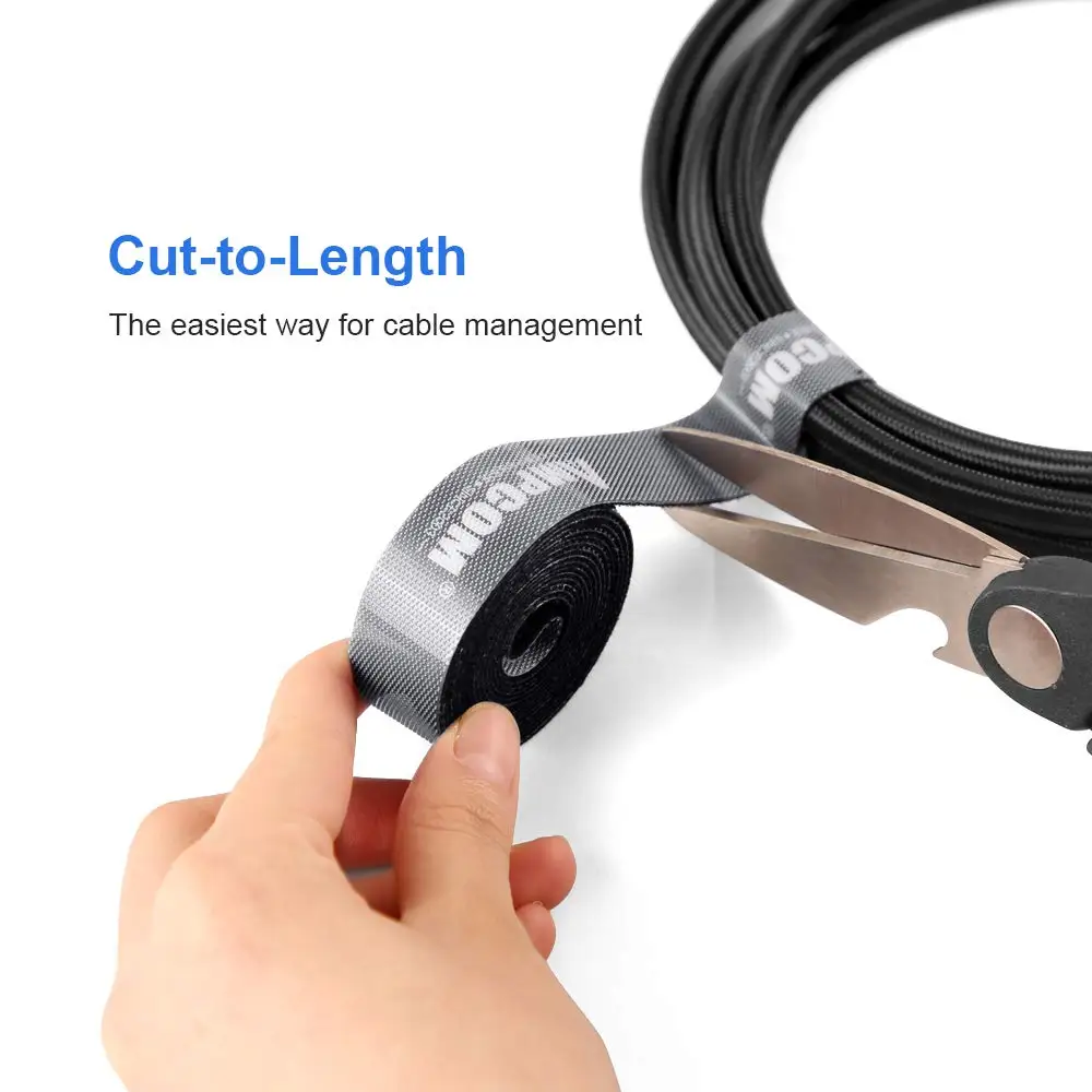 Cinta de velcro negra para organizar cables