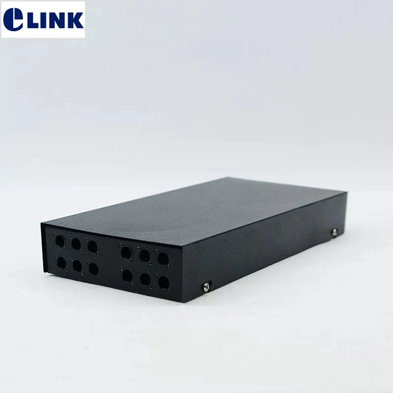 Caja de distribución FTTH de 12 puertos ST en negro