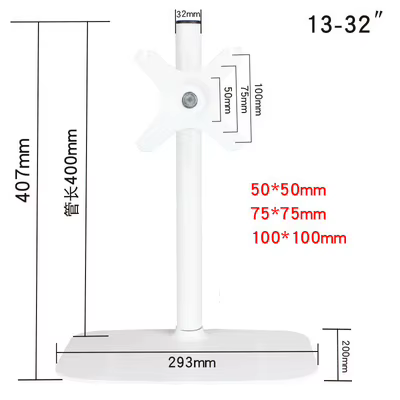 Soporte Monitor Escritorio Simple Base Grande Blanco