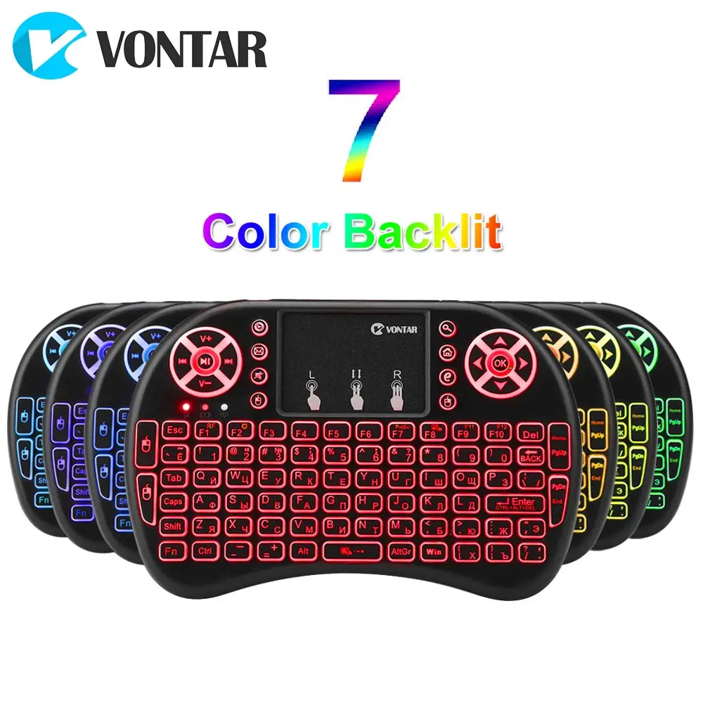 Mini teclado VONTAR i8 retroiluminado visto desde arriba