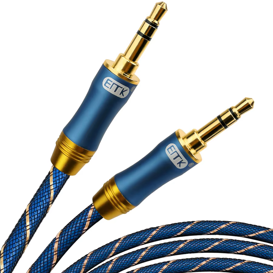 Cable auxiliar EMK con conectores chapados en oro y chaqueta trenzada