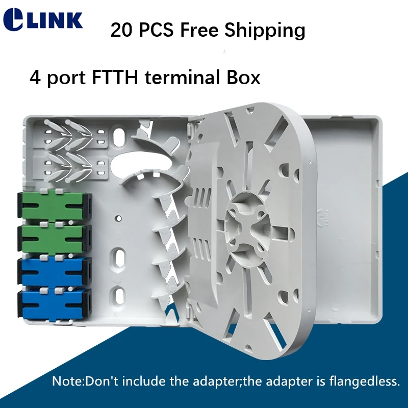 Caja de terminación FTTH de 4 puertos en material ABS
