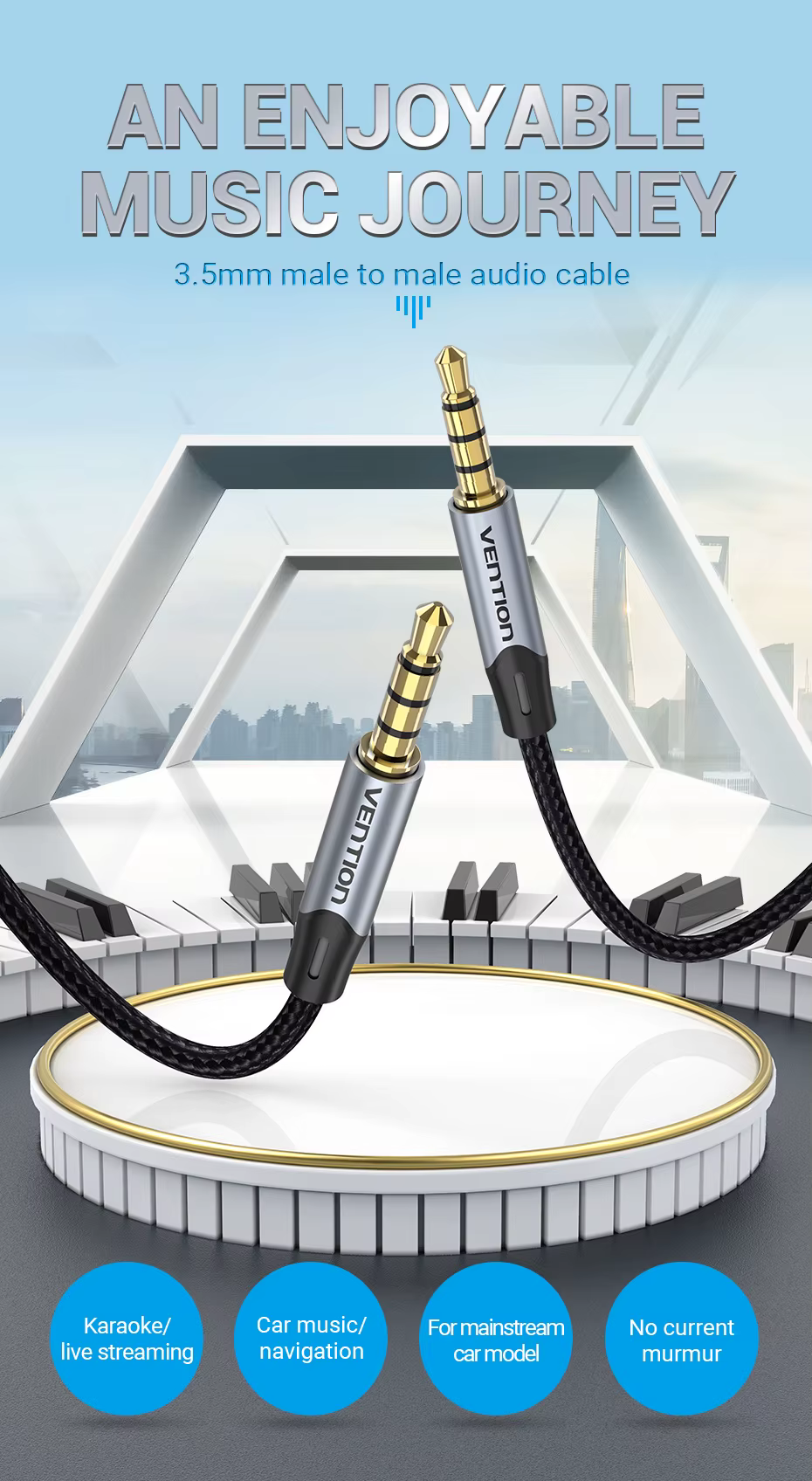 Cable de audio jack 3,5mm macho a macho