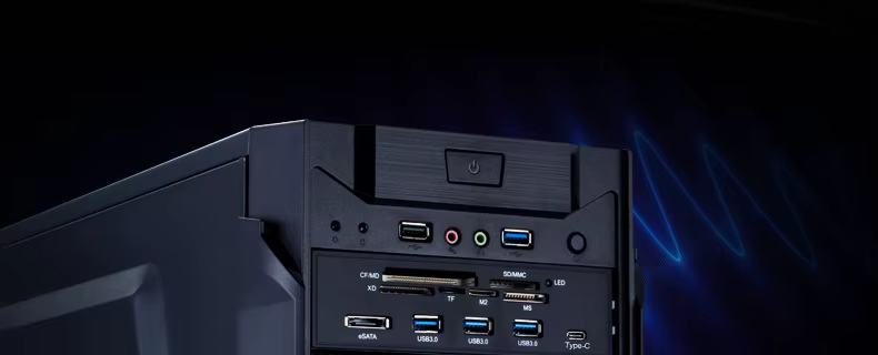 Panel frontal con puertos USB y eSATA