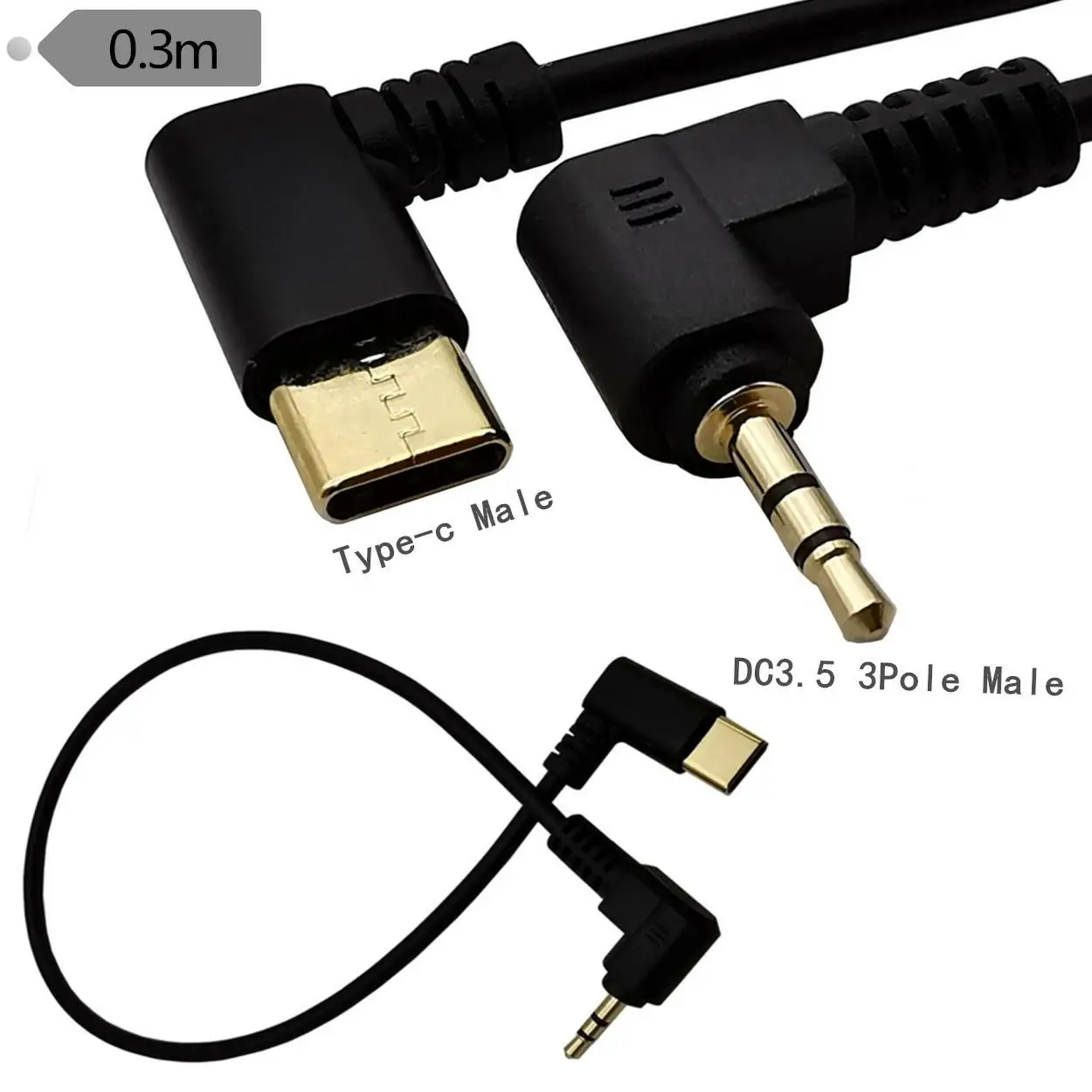 Cable USB-C a jack 2,5mm en ángulo recto