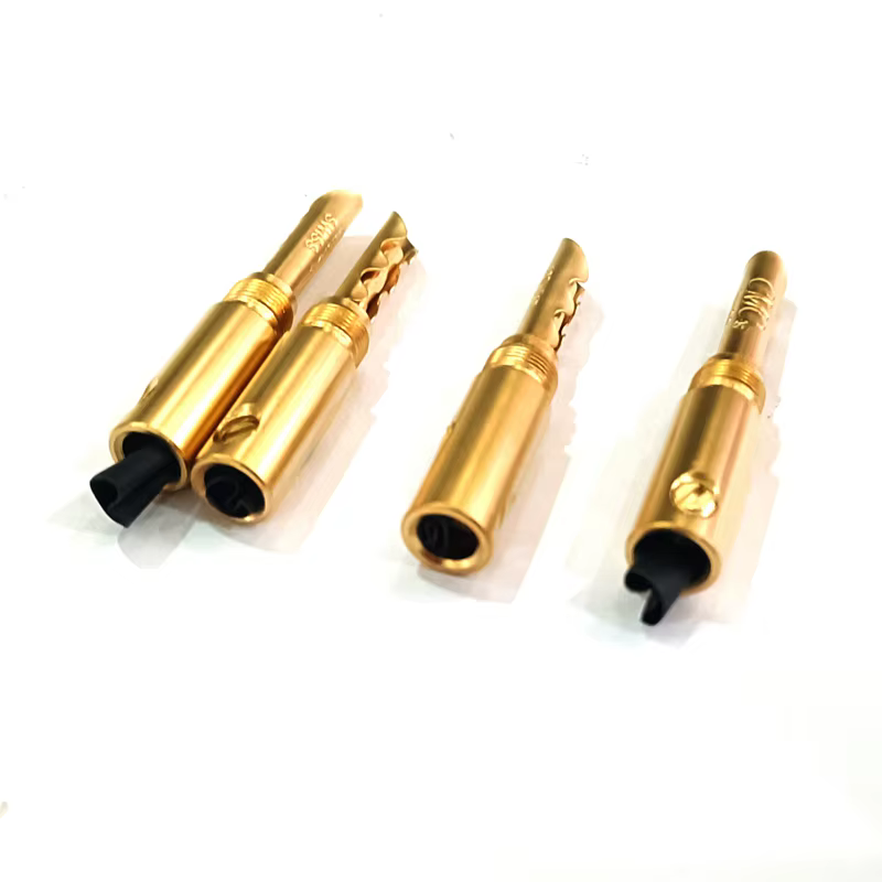 Conector banana chapado en oro vista frontal