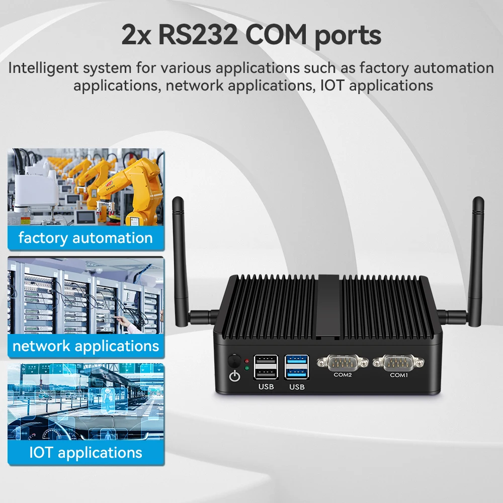 XCY Mini PC Industrial Fanless Intel Core i5 Dual LAN RS-232 WiFi - imagen 5