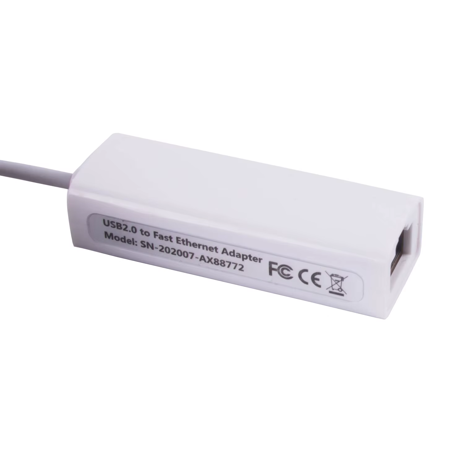 Adaptador USB a RJ45 conectado a un puerto USB