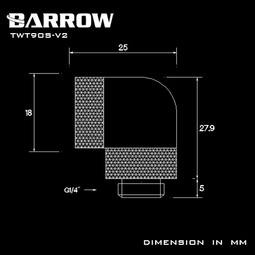 Vista frontal del fitting Barrow