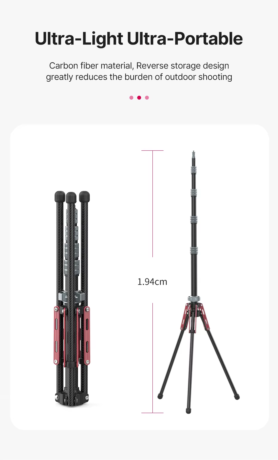 Detalle de fibra de carbono del trípode