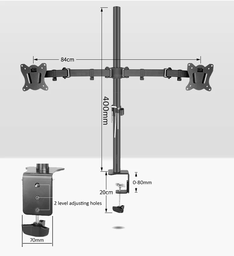 Soporte Monitor Dual Brazo Giratorio 360° 10-27 Pulgadas