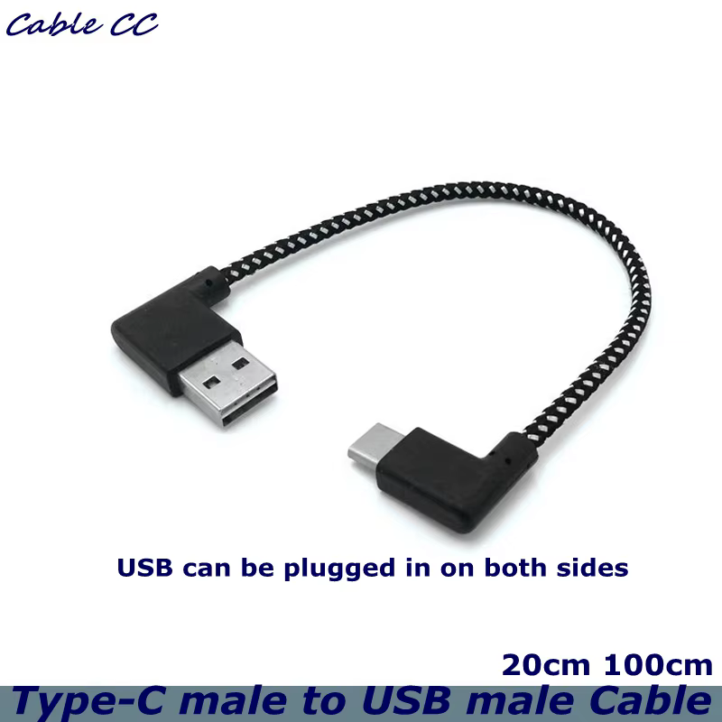 Cable USB Tipo-C en ángulo 90 grados izquierdo para carga y datos