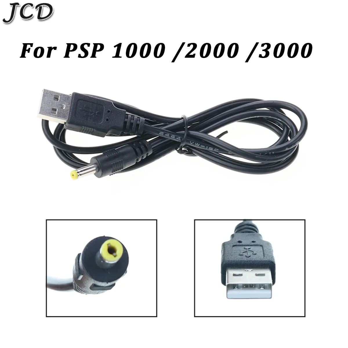 Cable de carga JCD para Sony PSP con conector USB-A y clavija de barril