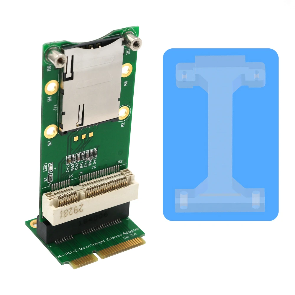 Vista frontal del adaptador Mini PCIE a SIM
