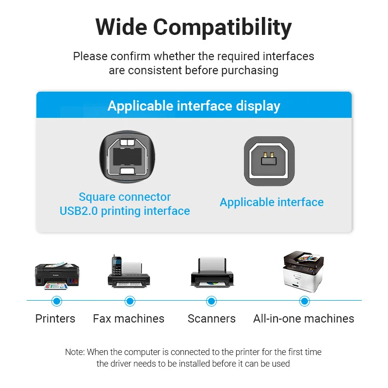 Vention Cable USB 2.0 Impresora Compatible HP Canon Epson - imagen 2