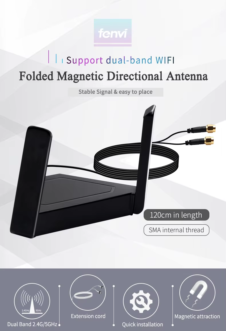 Conjunto de antenas con base magnética y cableado