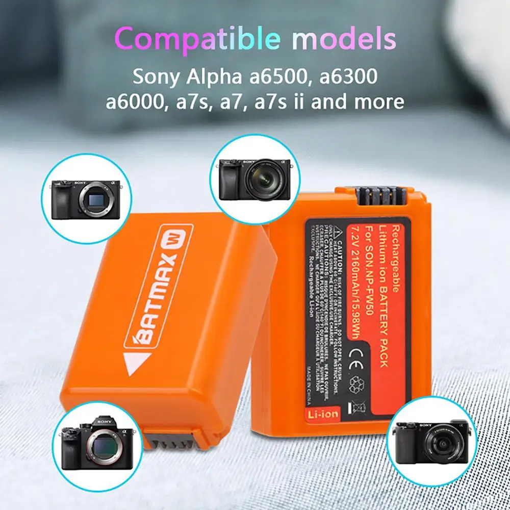 Batmax Batería NP-FW50 2160mAh para Sony a6500/a6400/a6300/a6000 - imagen 3