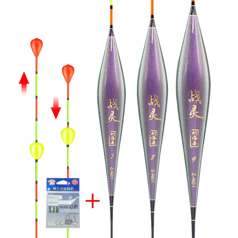 Flotador de pesca vertical con sistema de indicadores