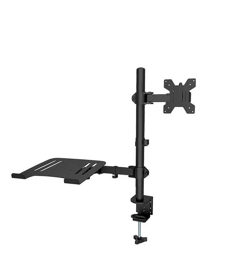 Brazo Monitor Dual con Bandeja Portátil - Altura Ajustable