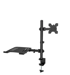 Brazo Monitor Dual con Bandeja Portátil - Altura Ajustable