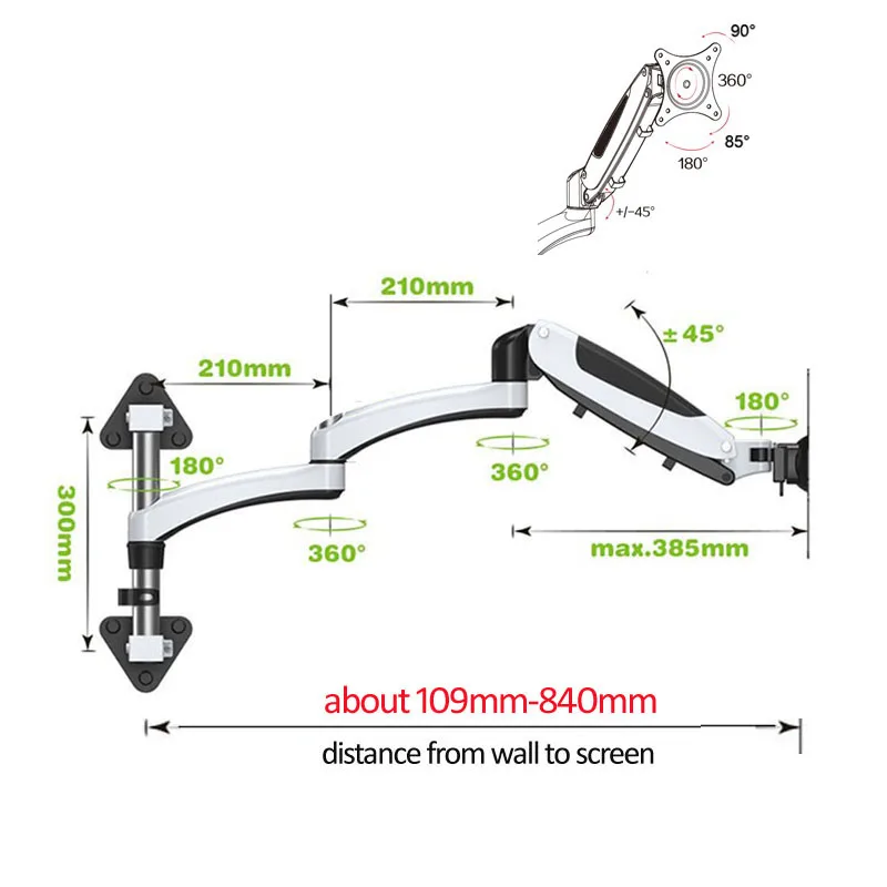 Soporte Brazo Monitor Pared Giratorio – Ajustable y Articulado - imagen 5