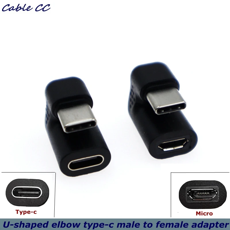 Adaptador USB-C a Micro USB en forma de U mostrando su diseño práctico